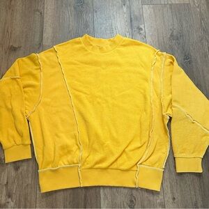BDG Urban Outfitters Sweatshirt, Asymmetrical, Drapy, Oversized Bright Yellow, S